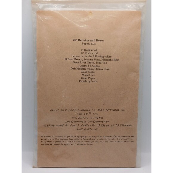 MAKIN' TO PLEASE PLEASIN' TO MAKE Pattern Co #30 BENCHES AND BOXES CRAFT PATTERN - Picture 3 of 5